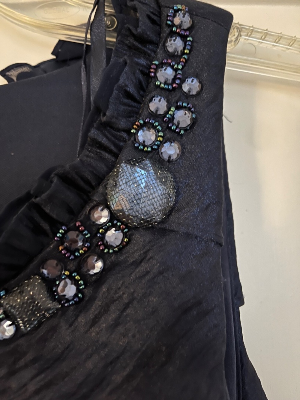 Navy Shimmer, Embellished Ruffle Dress - Picture 3 of 5